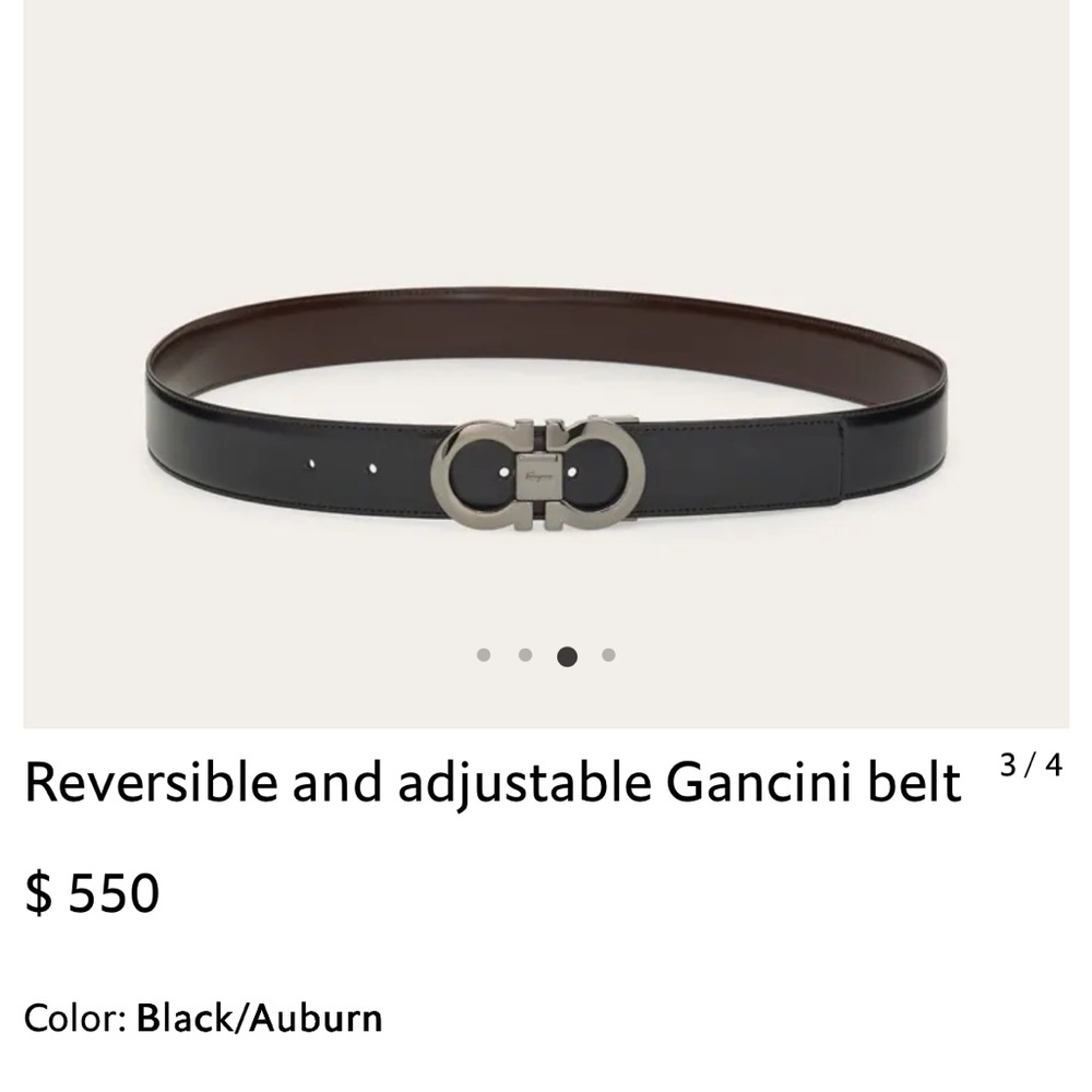 Ferragamo Reversible and adjustable Gancini belt Size 42 NWT